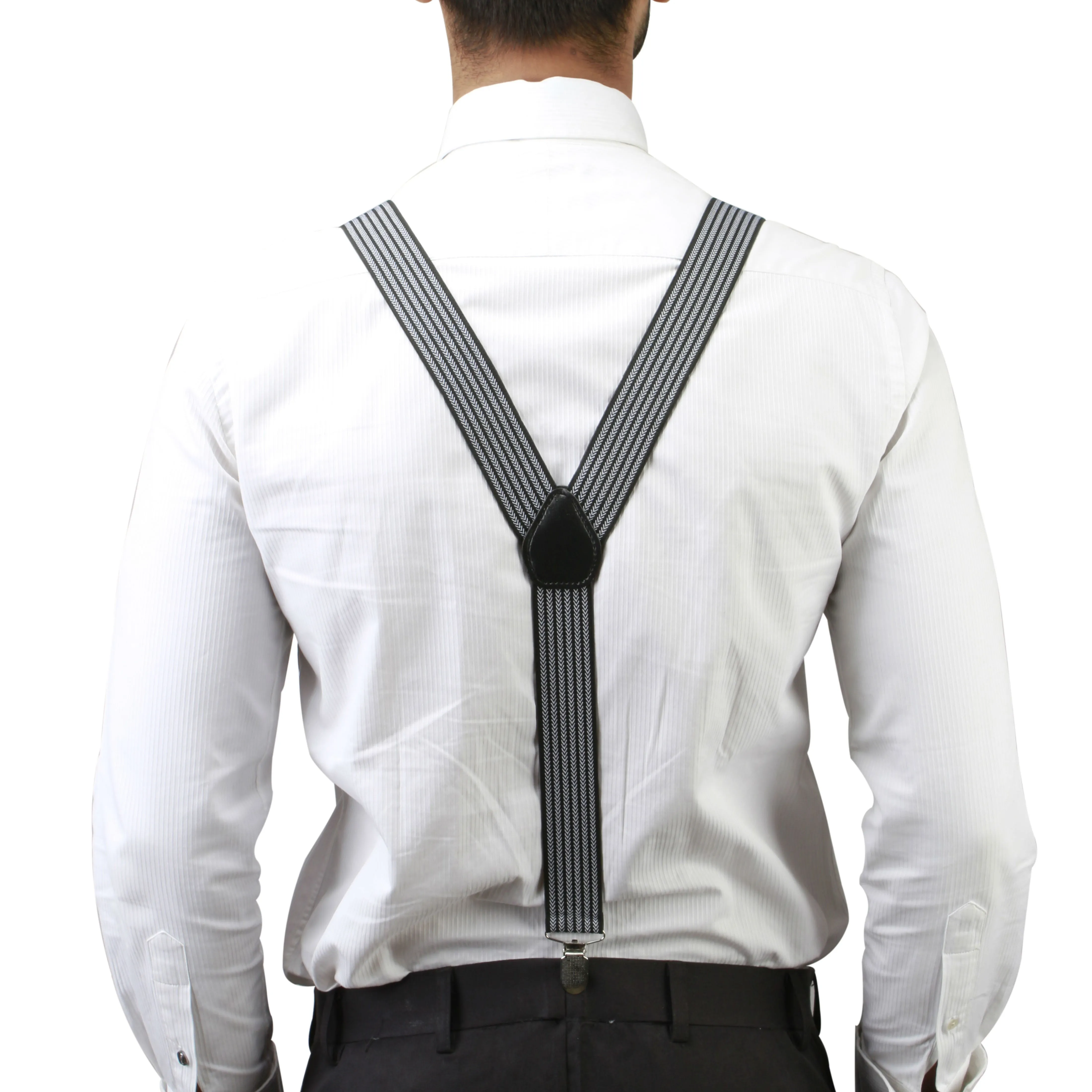 Peluche Sharp Striped Black Suspender for Men