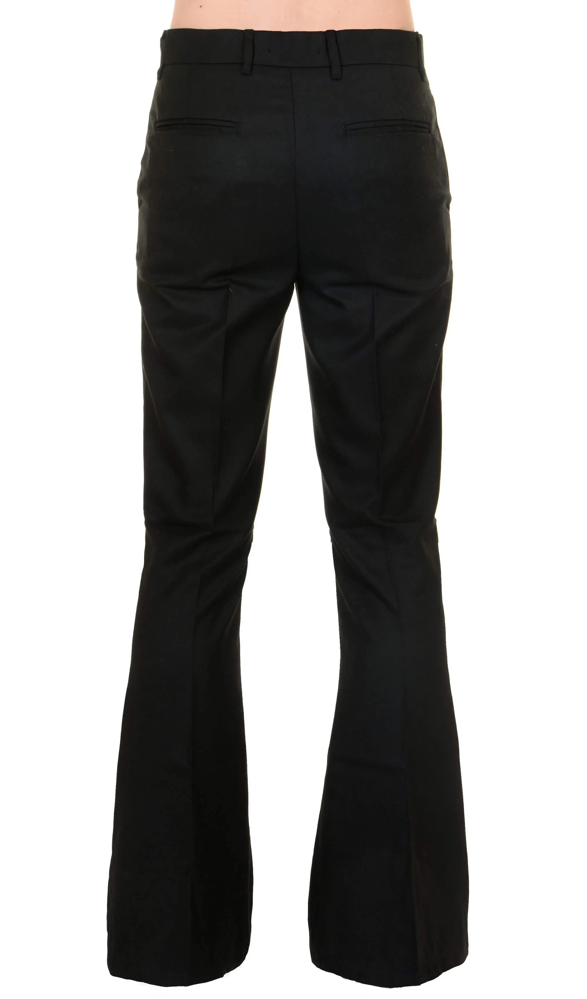 Presley Black Stretch Cotton Twill Bell Bottom Trouser Slacks