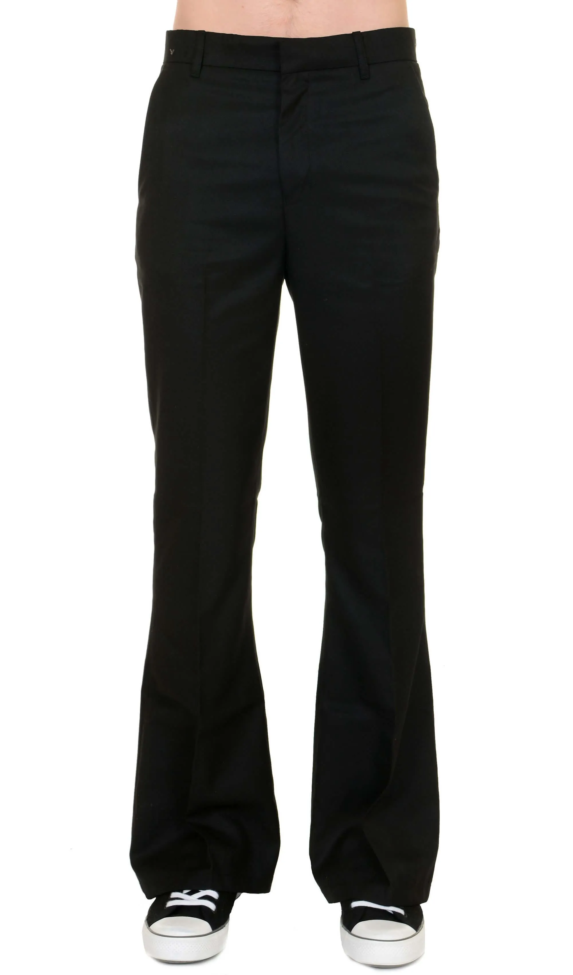 Presley Black Stretch Cotton Twill Bell Bottom Trouser Slacks