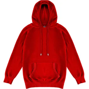 Red Mens Knit Pullover Hoodie Sweater