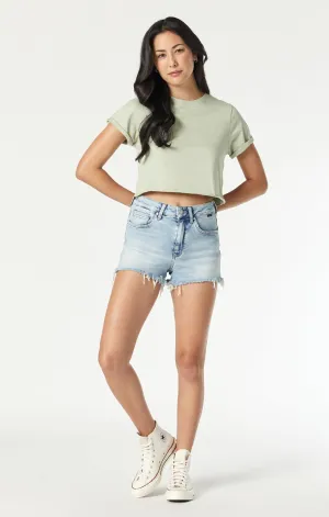 ROSIE BOYFRIEND SHORTS IN BLEACHED RIPPED LA BLUE