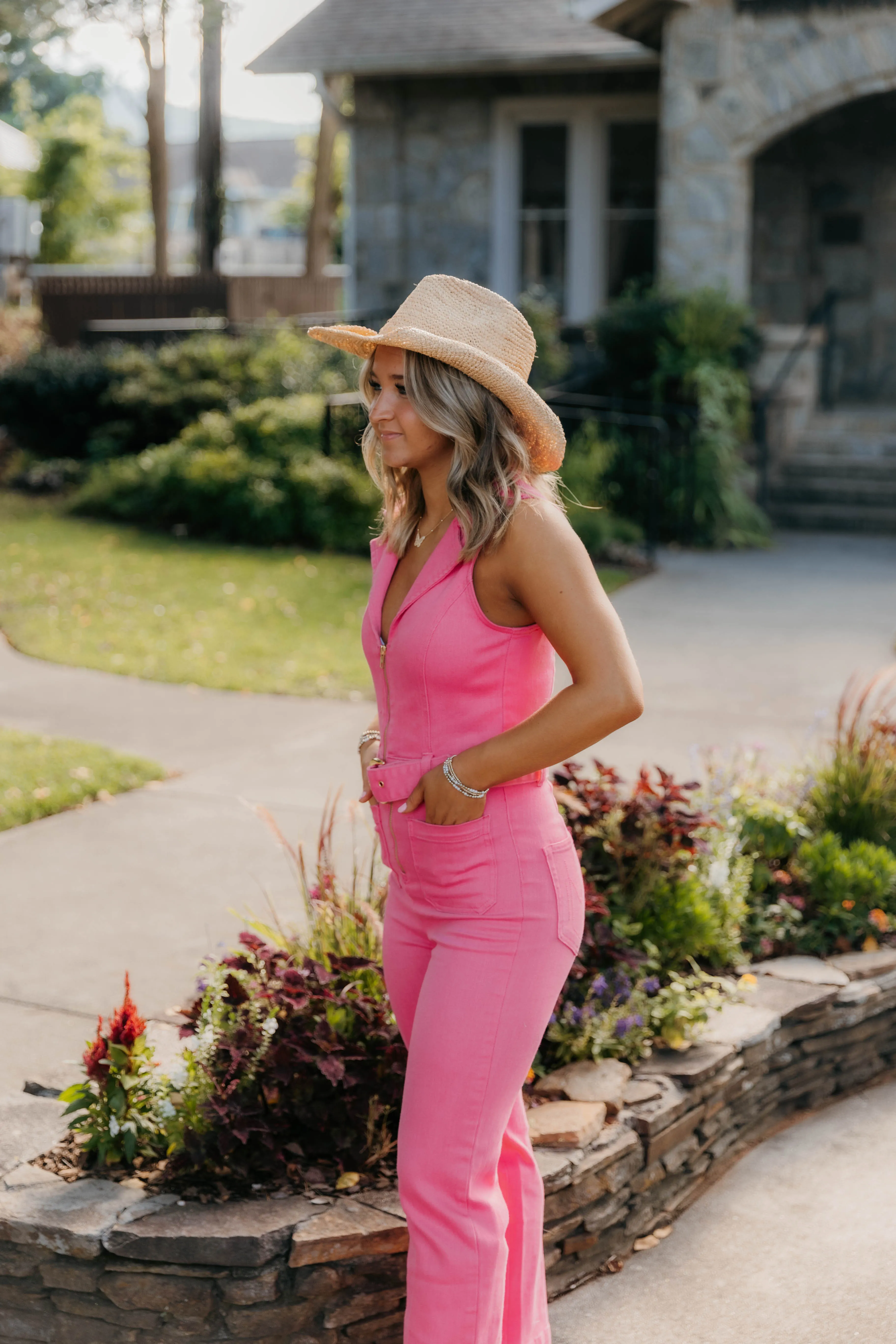 Show Me Your Mumu Jacksonville Cropped Jumpsuit - Hot Pink