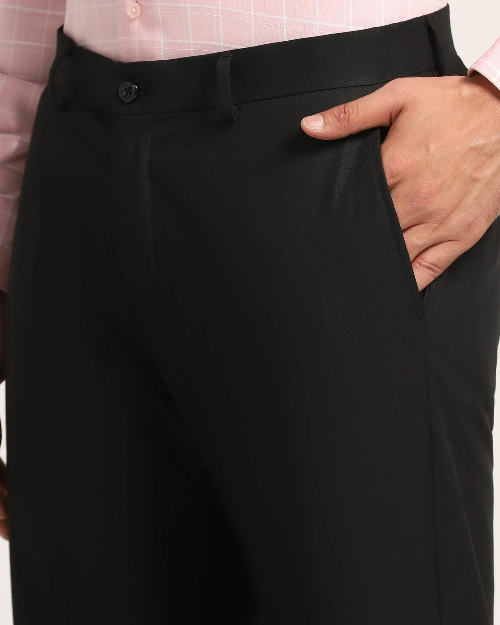 Slim Comfort B-95 Formal Black Solid Trouser - Pride