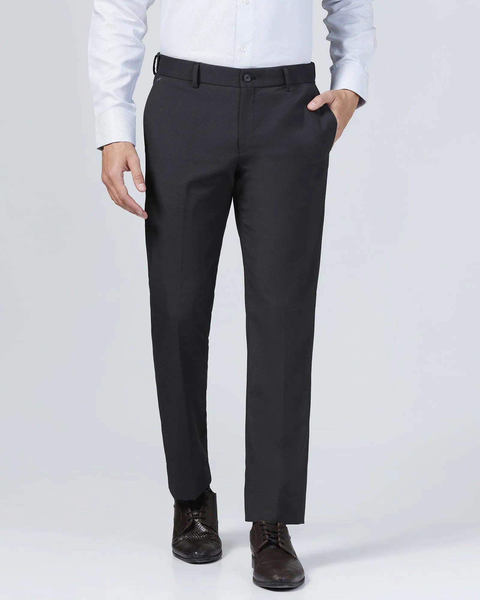 Slim Comfort B-95 Formal Black Textured Trouser - Mazda