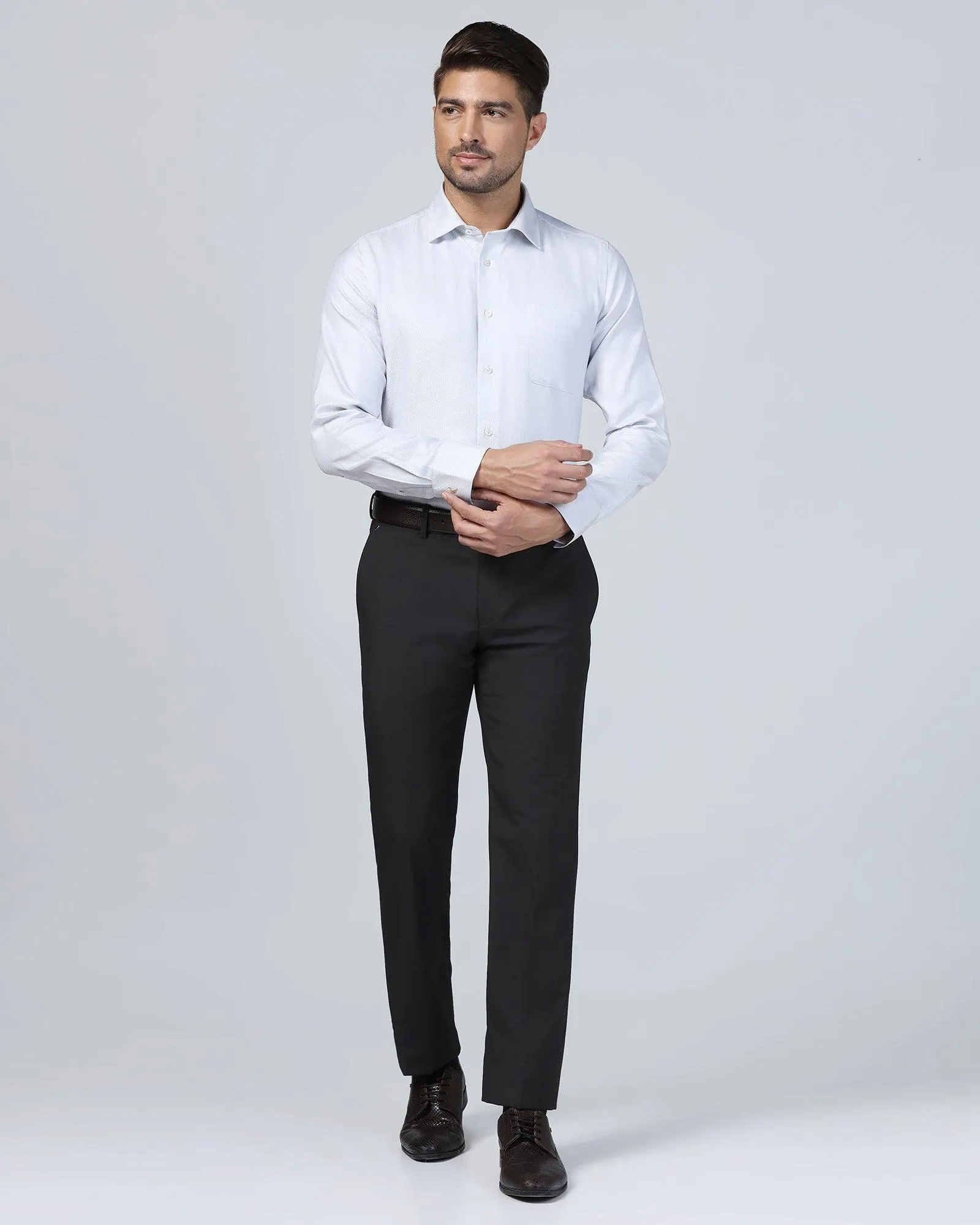 Slim Comfort B-95 Formal Black Textured Trouser - Mazda