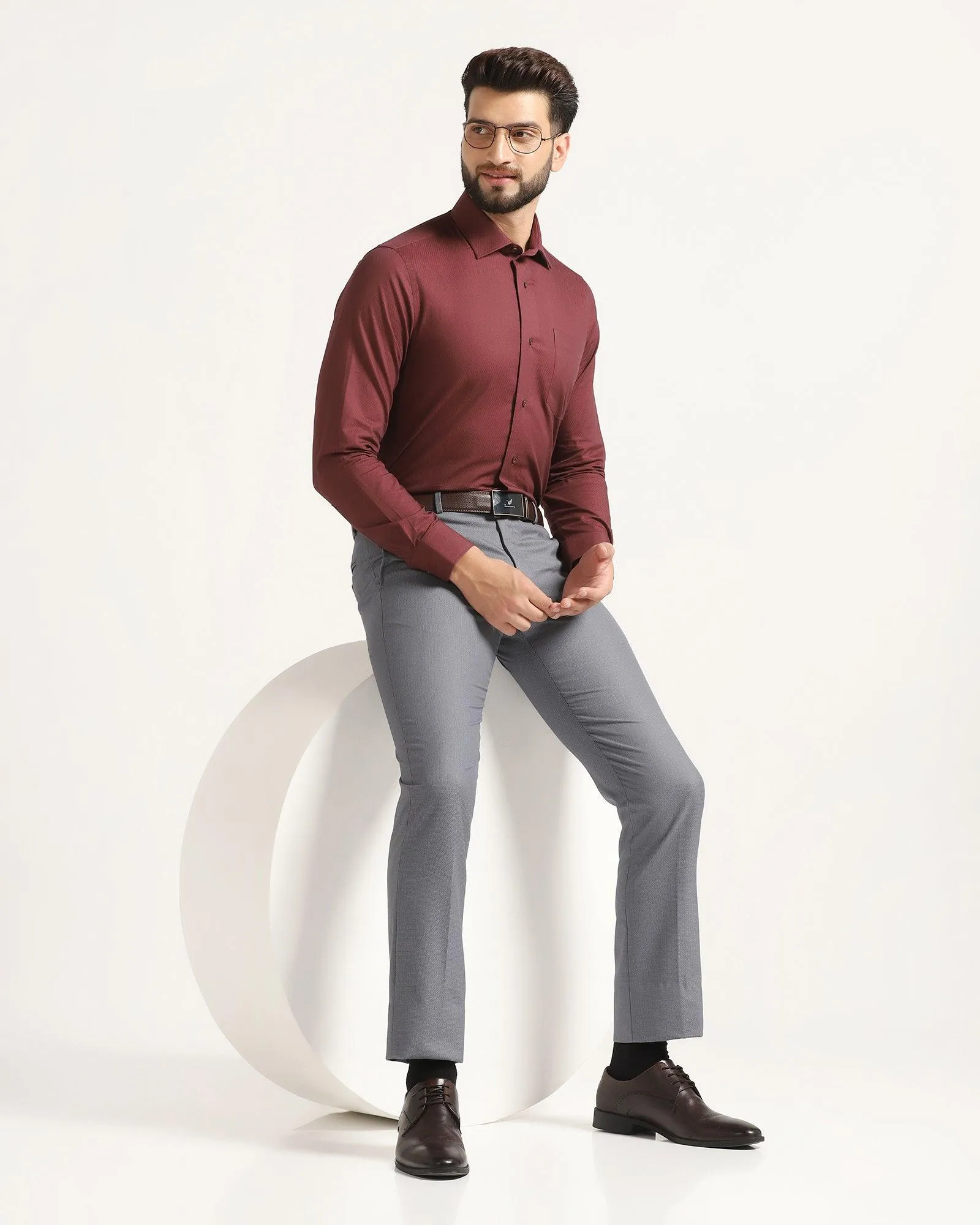 Slim Comfort B-95 Formal Dark Grey Textured Trouser - Lee