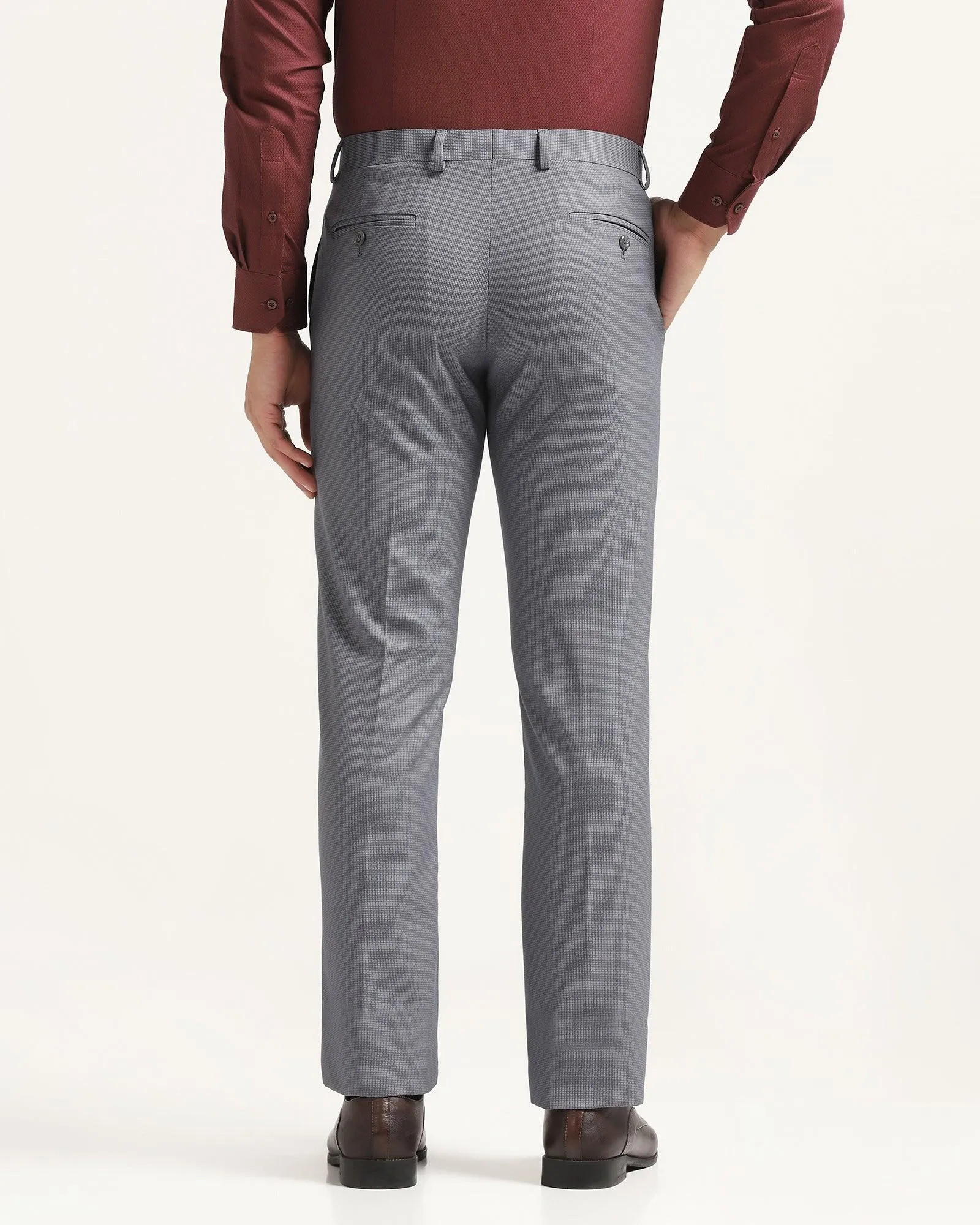 Slim Comfort B-95 Formal Dark Grey Textured Trouser - Lee