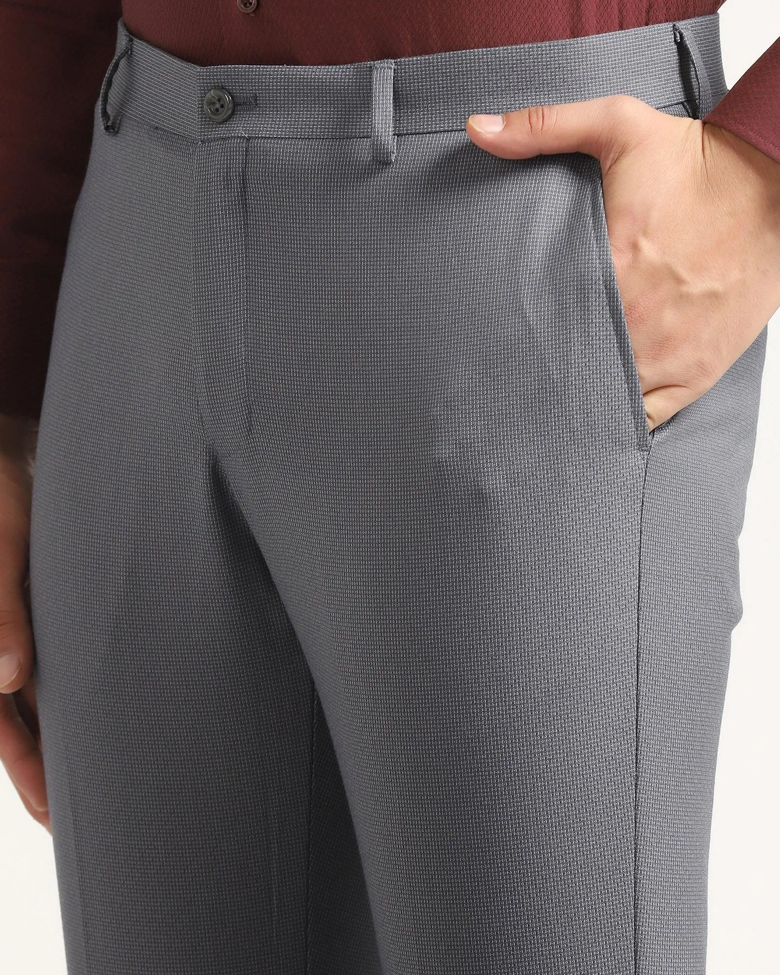 Slim Comfort B-95 Formal Dark Grey Textured Trouser - Lee