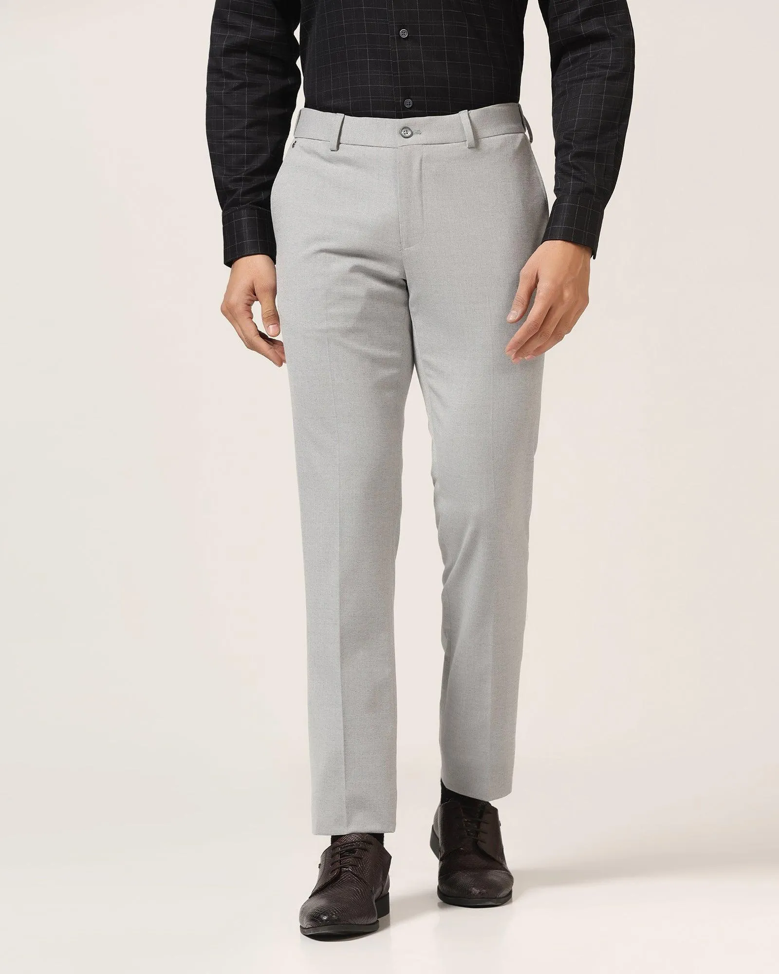 Slim Comfort B-95 Formal Light Grey Textured Trouser - Enticer