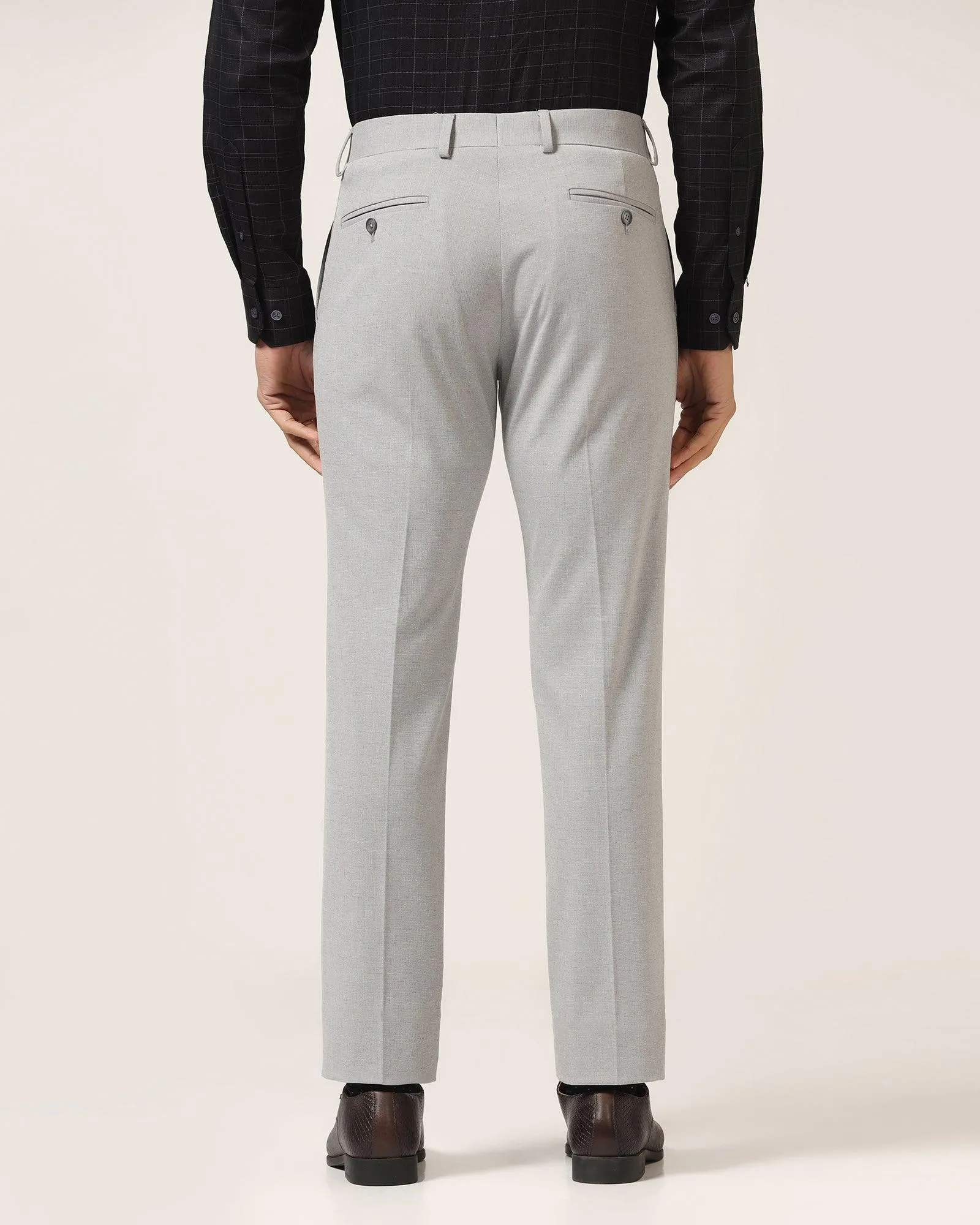 Slim Comfort B-95 Formal Light Grey Textured Trouser - Enticer