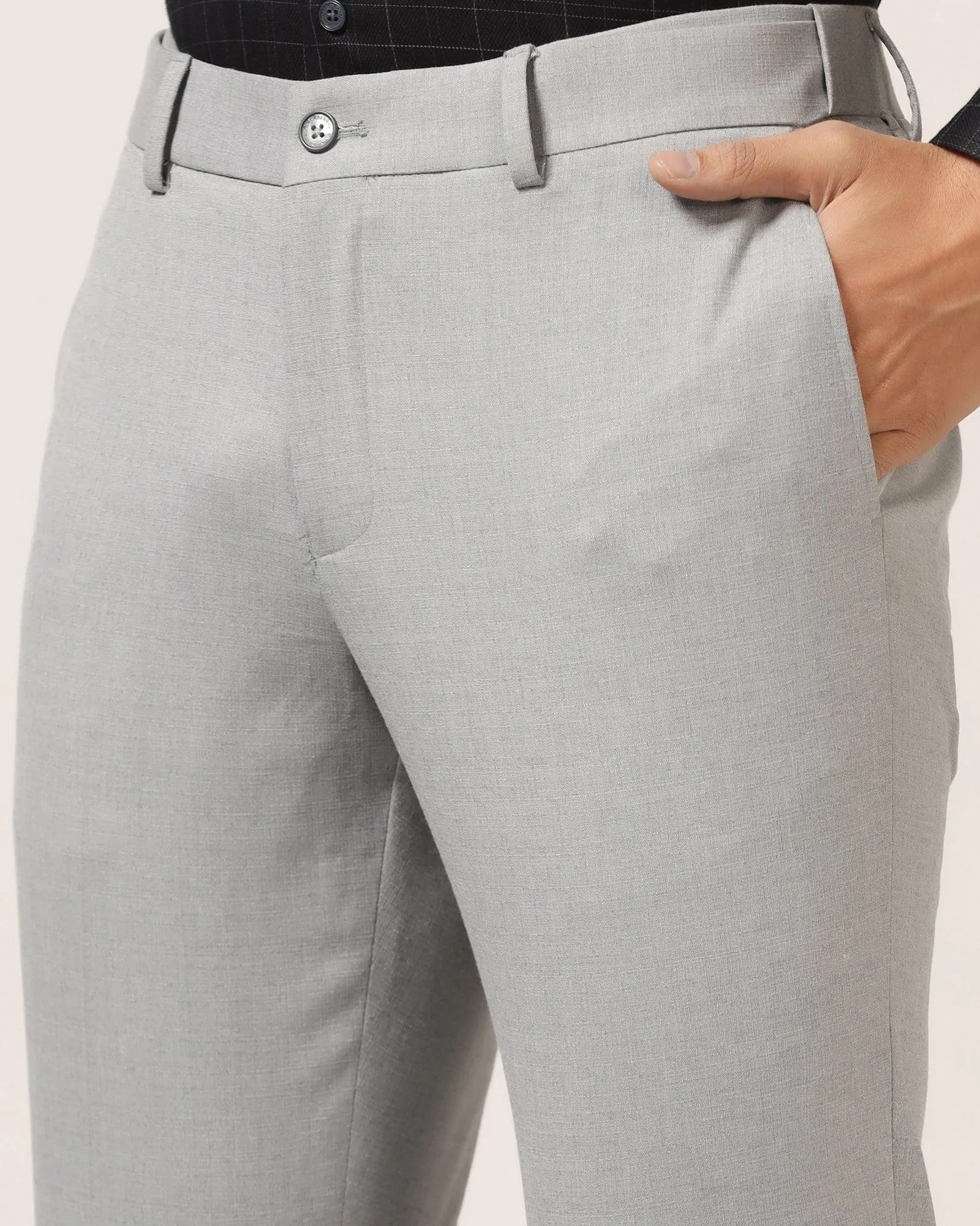 Slim Comfort B-95 Formal Light Grey Textured Trouser - Enticer