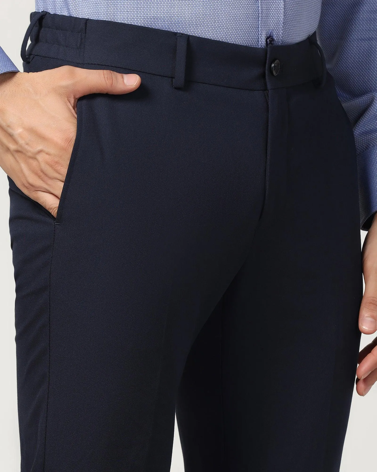 Slim Fit B-91 Formal Navy Solid Trouser - Hayabusa