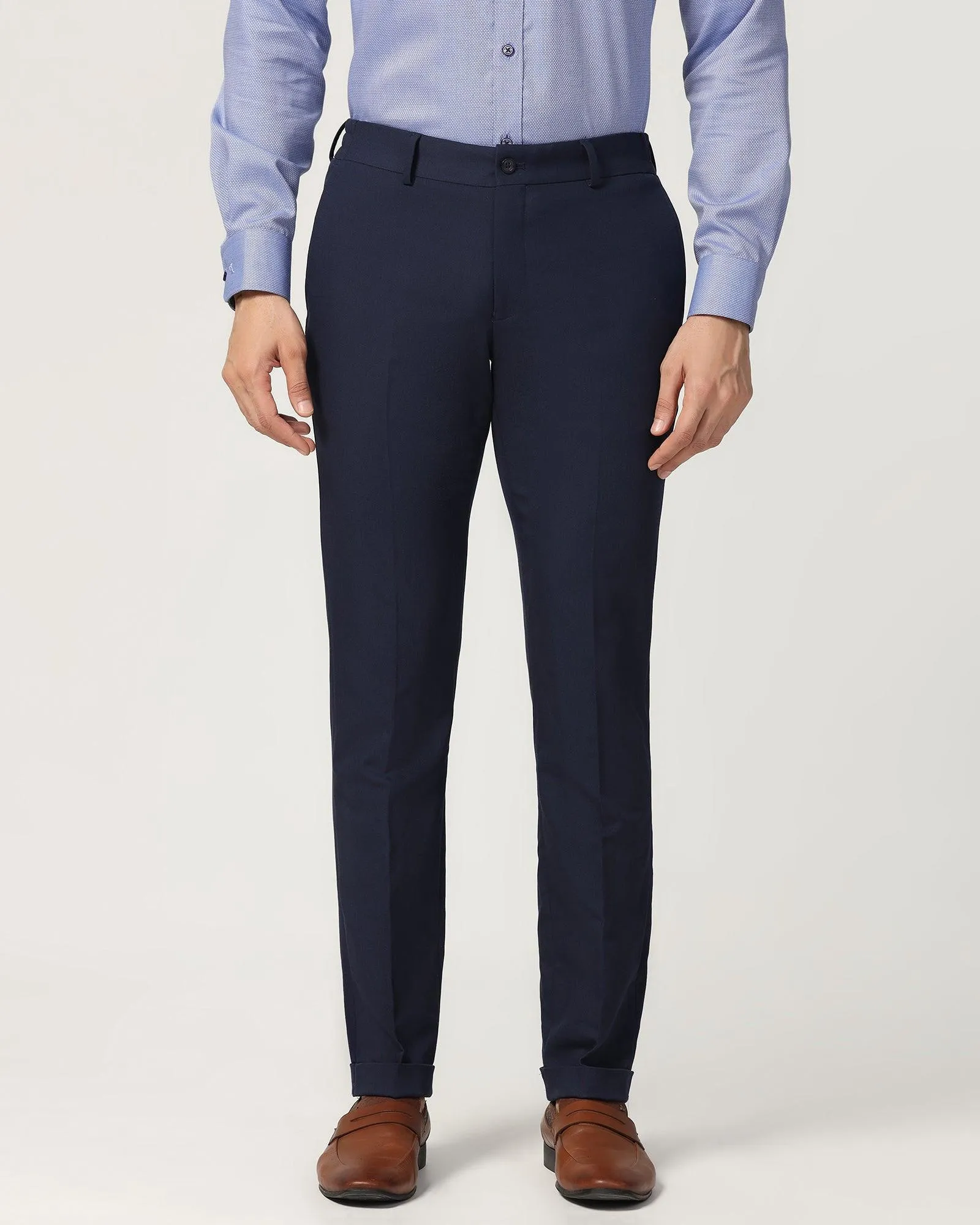 Slim Fit B-91 Formal Navy Solid Trouser - Hayabusa