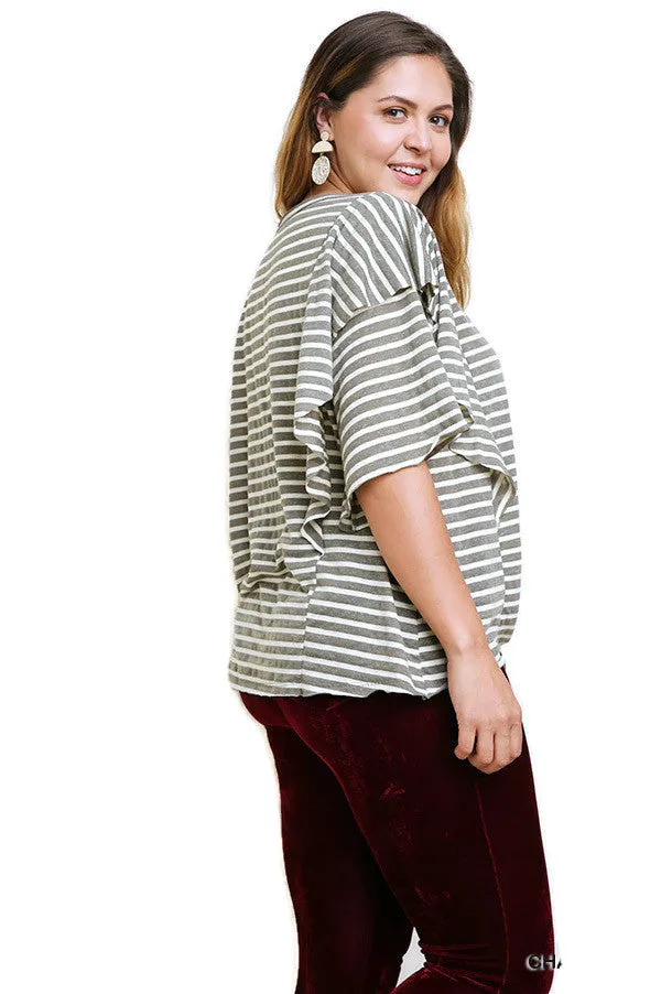 Striped Layered Top, Charcoal