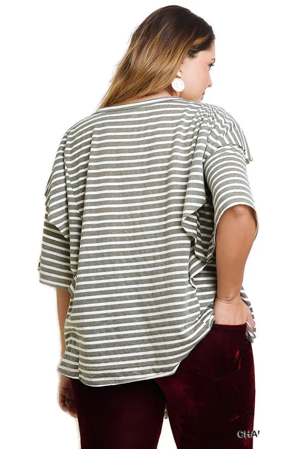 Striped Layered Top, Charcoal