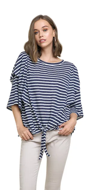 Striped Layered Top, Navy