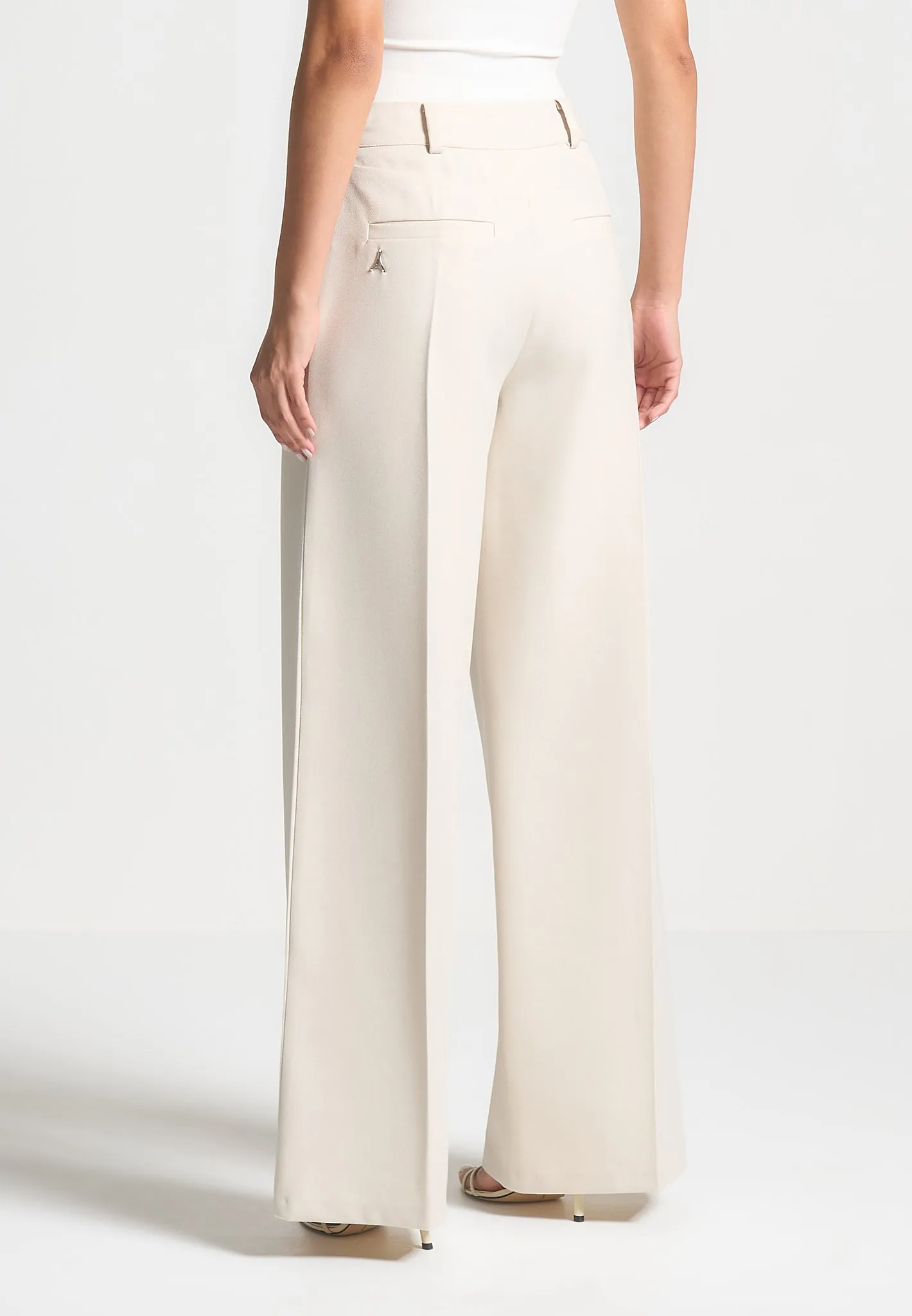 Tailored Wrap Trousers with Tie - Light Beige