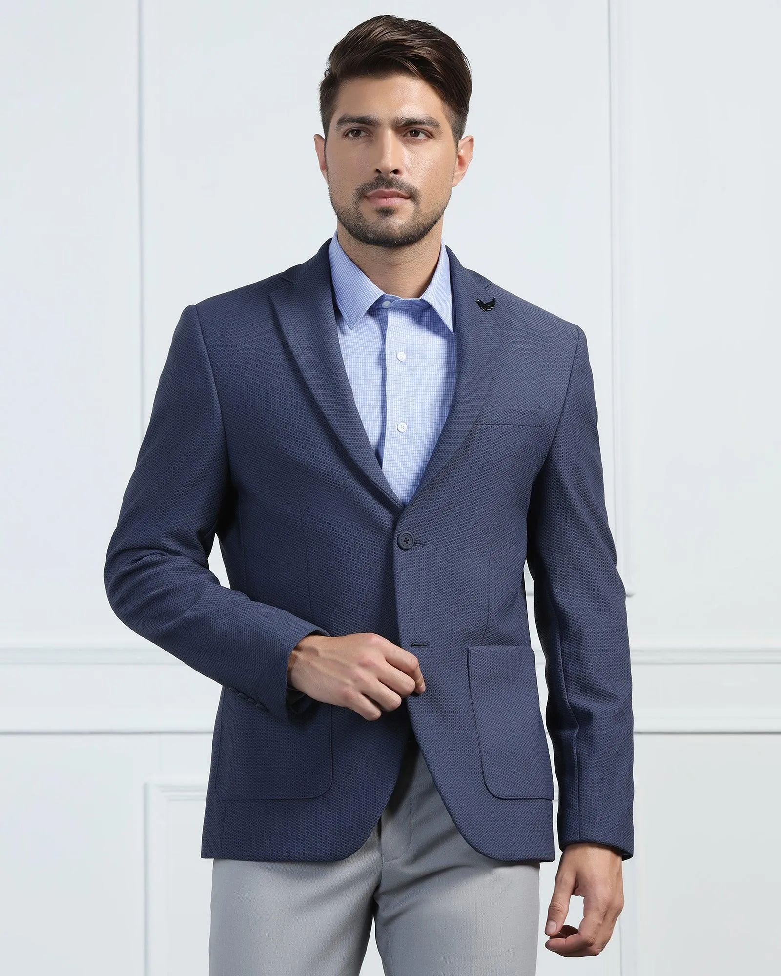 TechPro Formal Blue Textured Blazer - Renault