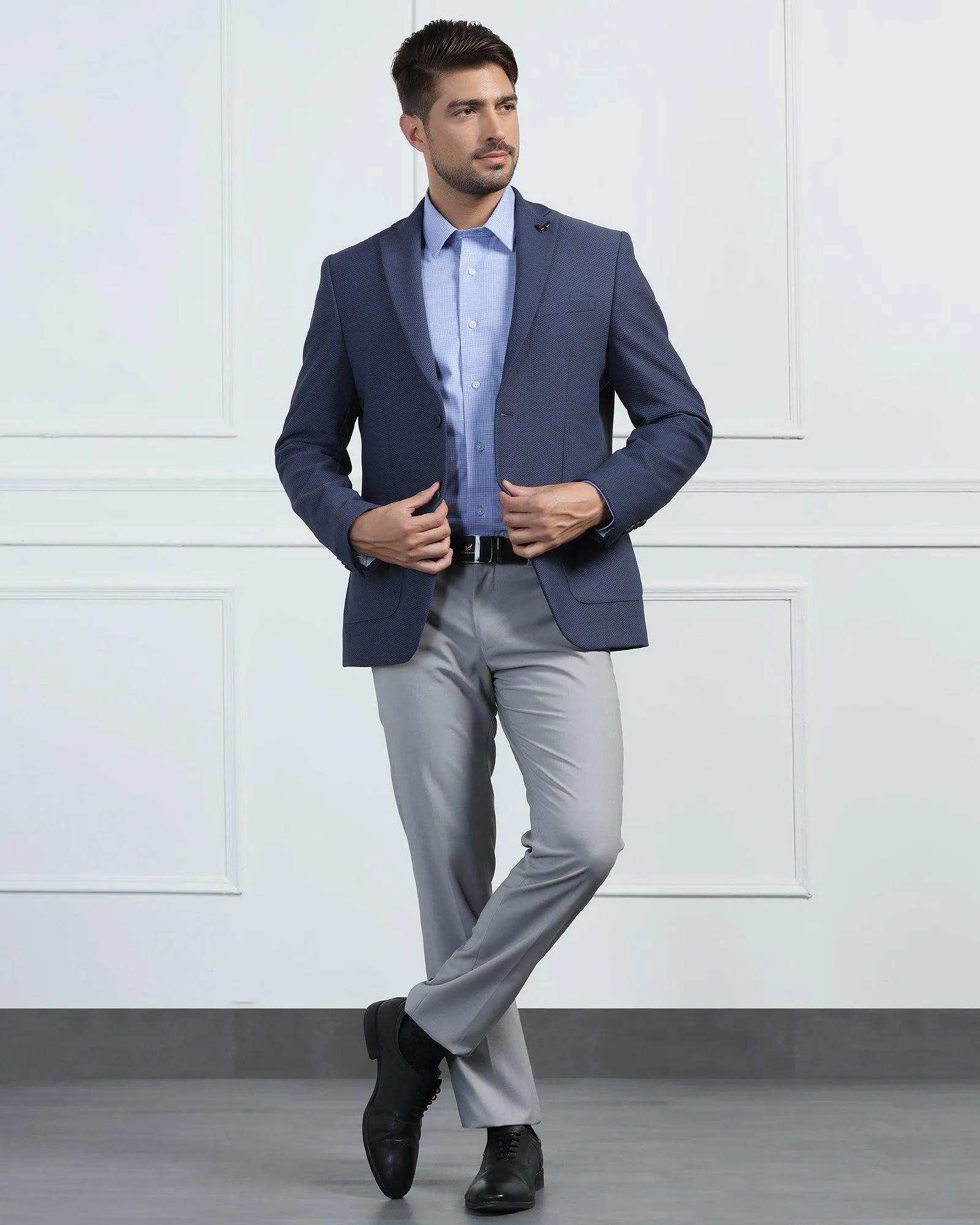 TechPro Formal Blue Textured Blazer - Renault