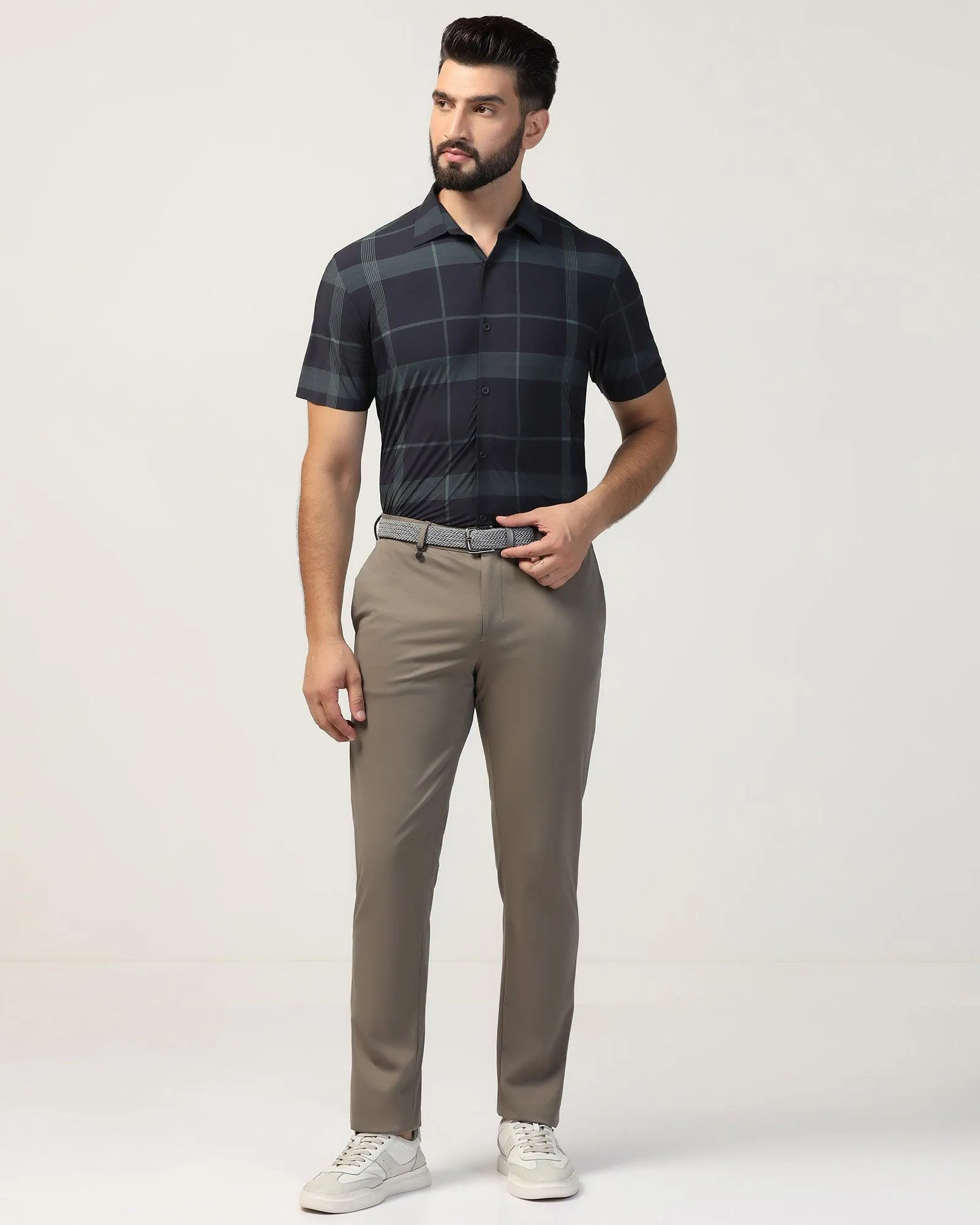 TechPro Formal Half Sleeve Black Check Shirt - Shelby