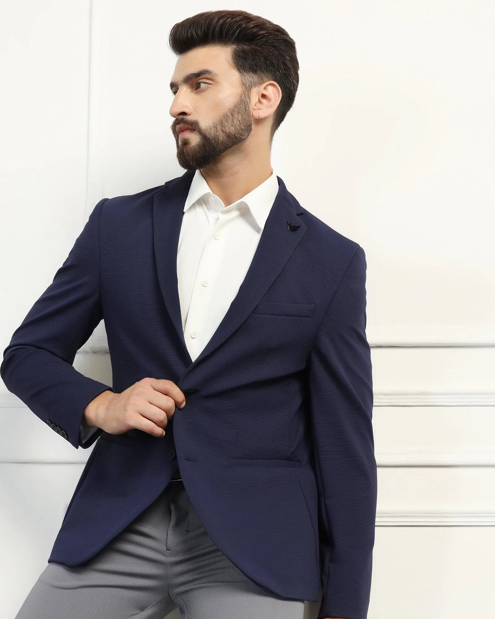 TechPro Formal Navy Stripe Blazer - Fiesta