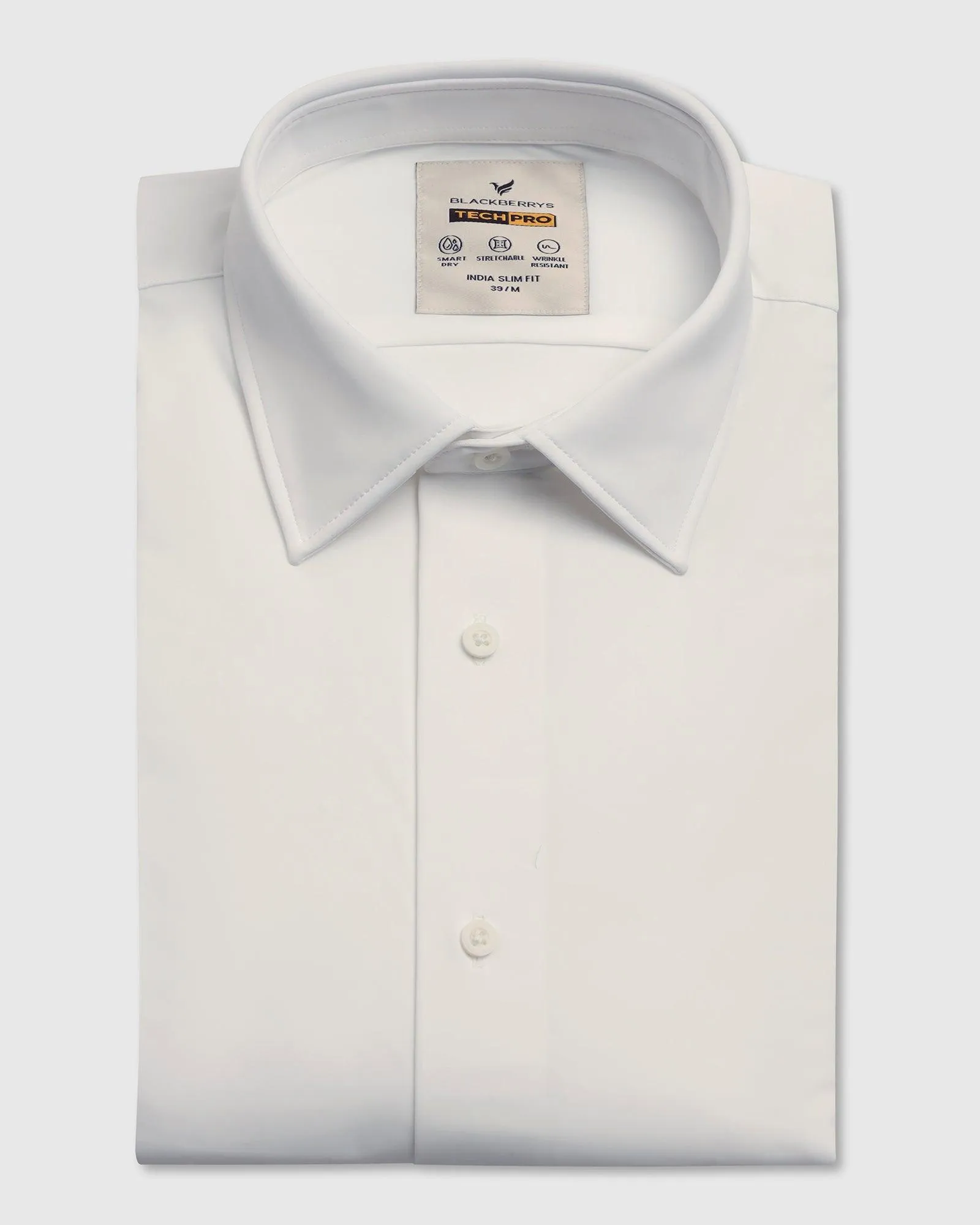 TechPro Formal White Solid Shirt - Zabka