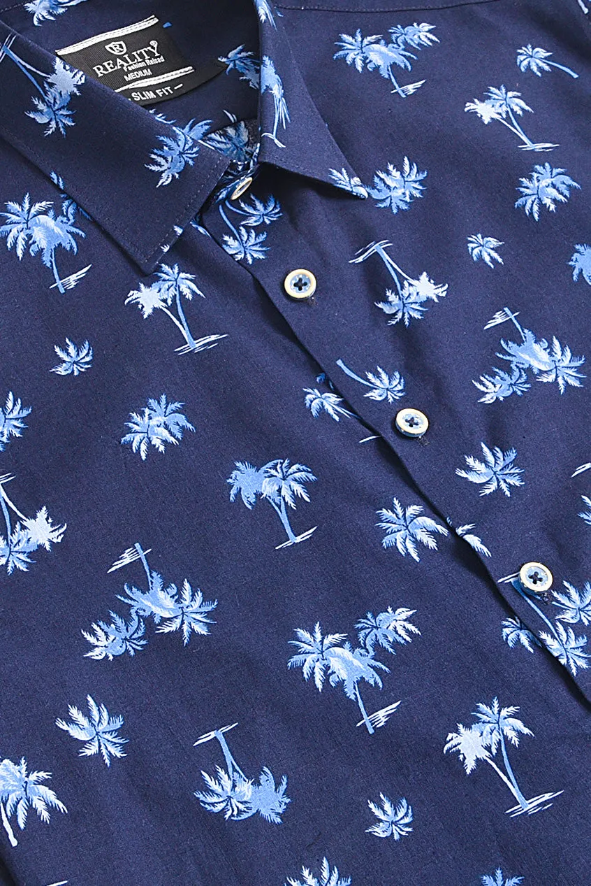 Tropical Navy Printed Shirt