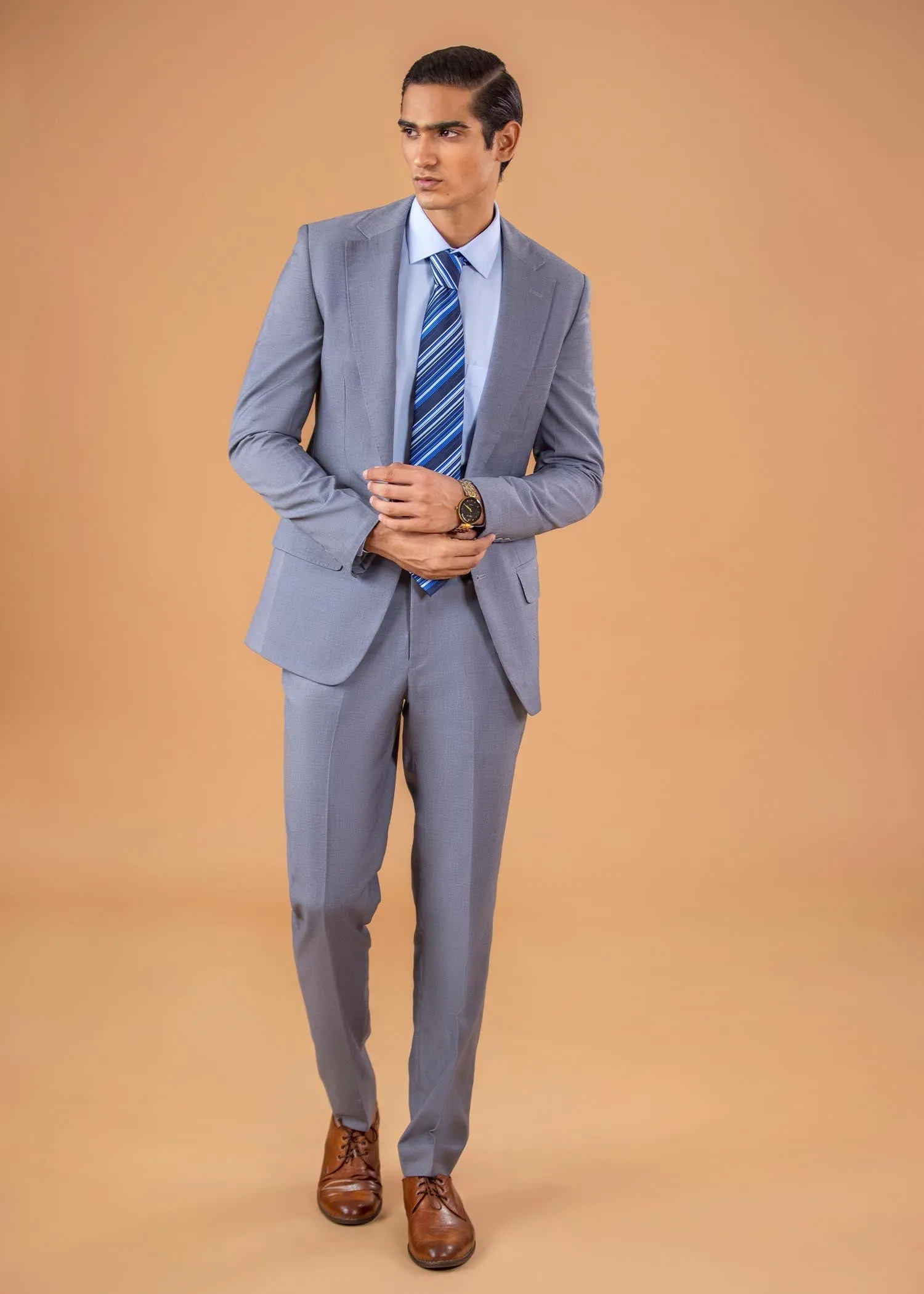 Two Piece Suit - Notch Lapel - Light Gray