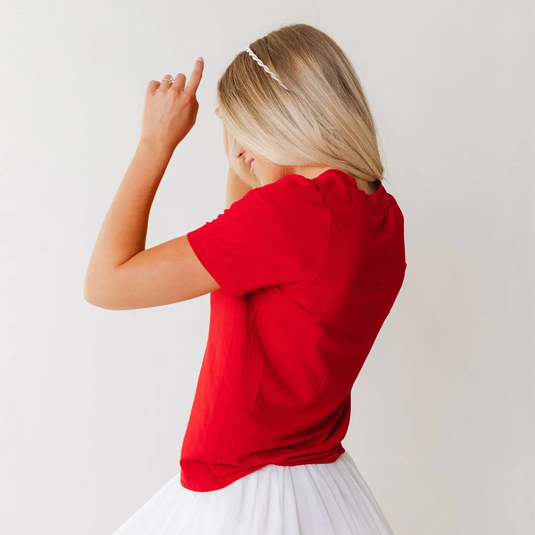 Utah Boyfriend Tee, Crimson Feather