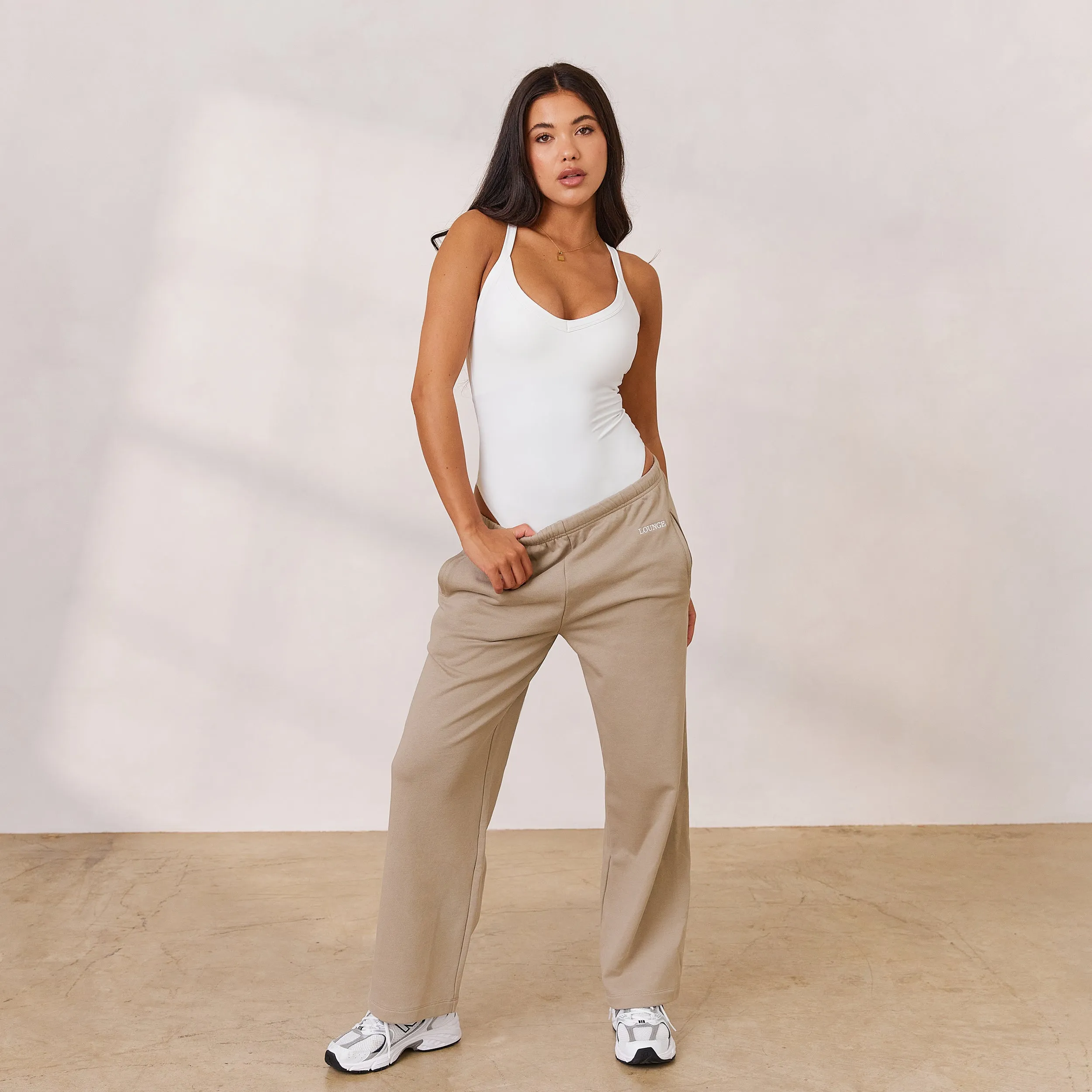 Varsity Straight Leg Joggers - Oat