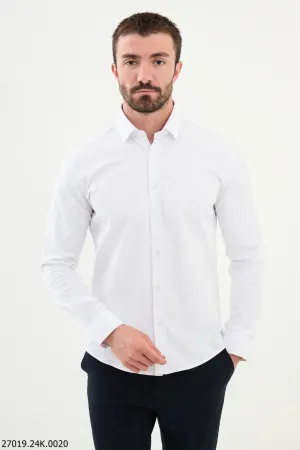 White Slim-Fit Formal Shirt for Men.