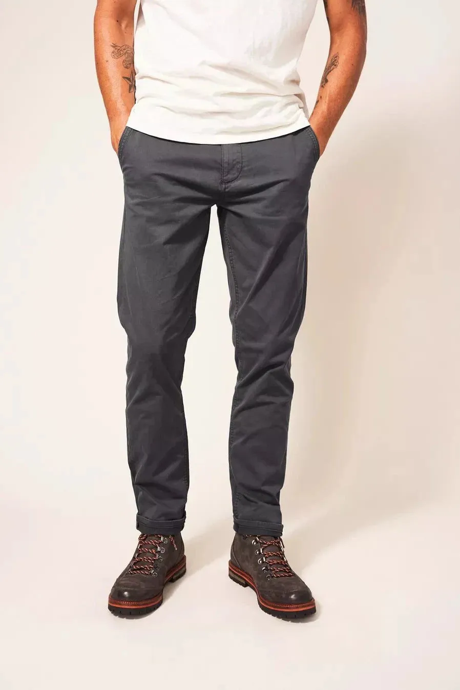 White Stuff Sutton Organic Chino Trousers in Dark Grey