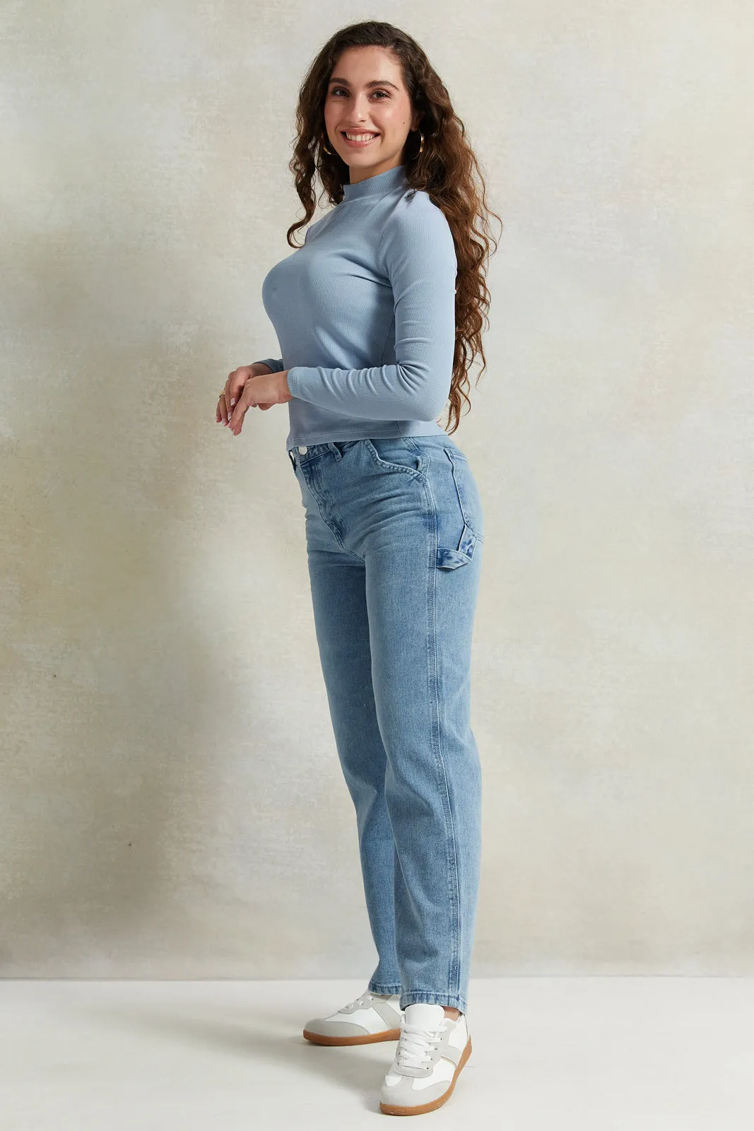 Women Blue Carpenter Jeans