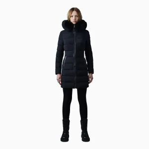 Women's CALLA Agile-360 Stretch Light Down Coat With Blue Fox Fur Collar